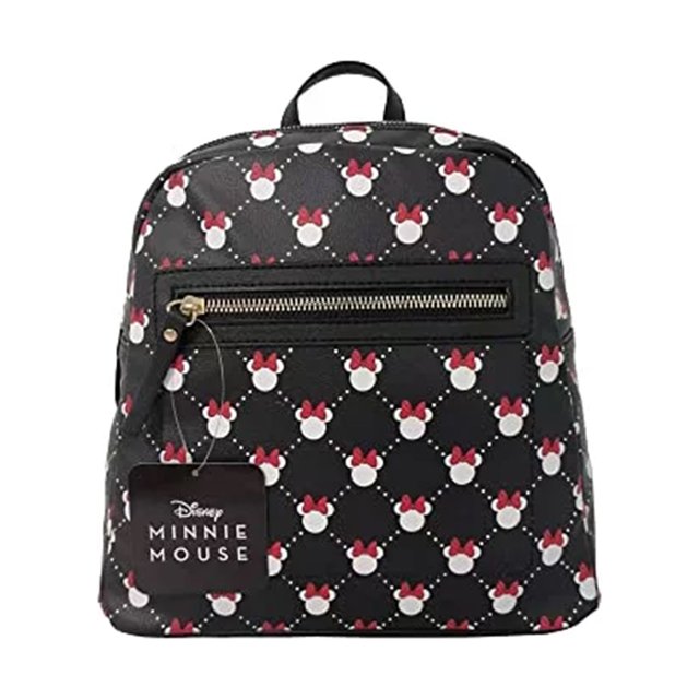 Fast Forward Minniee Mouse All over Print Backpack for Kids - 10" Black Shoulder Backpack