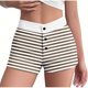 thumbnail image 1 of Pantalones cortos de pijama ajustados de cintura alta con botones y cintura elástica a rayas de verano para mujer, pantalones de poliéster para mujer, 1 of 3