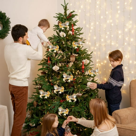 ‌Luxury Acrylic Horse Figurine with Crystal Embellishments,Exquisite Decorative Ornament for Christmas Tree,Xmas Tree Hanging Ornaments,Home Decor,8cm/3.14inch‌