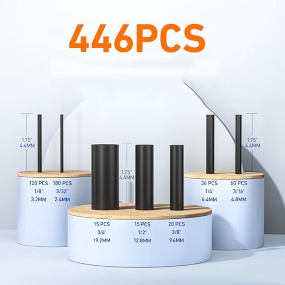 446Pcs Heat Shrink Tubing Kit 3:1 Ratio For Industry Ships Wire Connections Etc