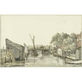 thumbnail image 2 of Gerrit Lamberts 18x13 Black Ornate Wood Framed Double Matted Museum Art Print Titled - Face of the Ringdijk on the Schulpbrug, Seeing to the Utrecht Side of the Amstel (1817), 2 of 5