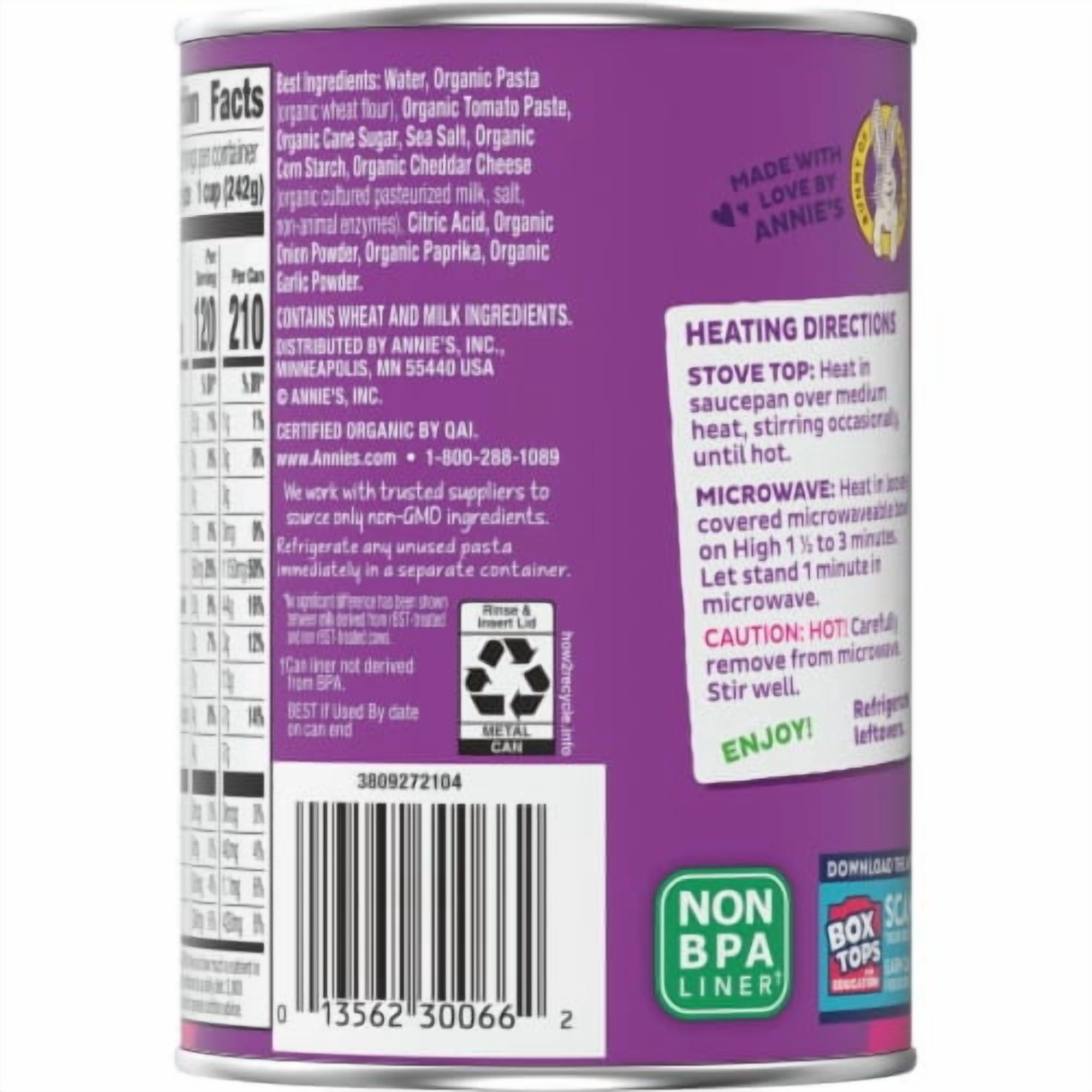 2X-Annie's Organic All Stars Tomato & Cheese Sauce Canned Pasta - 15.00 oz - 1 ct