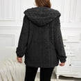 thumbnail image 6 of Lovskoo Winter Coats for Women Solid Fuzzy Fleece Coats Long Sleeve Hoddede Pockets Fleece Jacket Casual Trendy Outerwear Black, 6 of 9