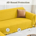 thumbnail image 4 of Sanmadrola Couch Cover for 2 Seat Sofa Slipcovers Cover Cotton Knit Cushion Couch Furniture Pet Protector Stylish Throws for Sectional Couch Sofa-2 Seater Geometrical 71''x 118''Yellow 1 Piece, 4 of 7