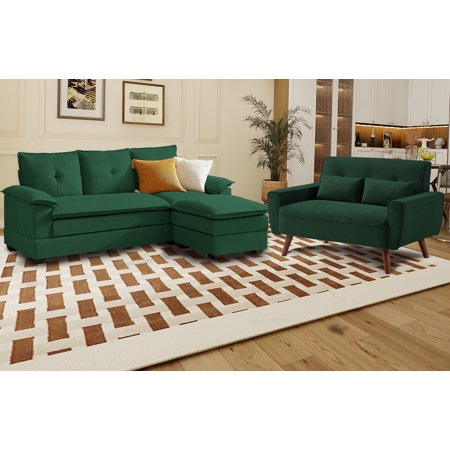 Pingliang Home Furniture Set of Convertible Sectional Sofa Couch with Reversible Ottoman and Loveseat,L-shaped Sofa 3 Seat Couch for Living Room Apartment Office Studio