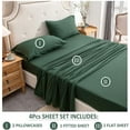 thumbnail image 3 of PURE ERA 100% Cotton Jersey Knit 4pc Bed Sheet Set Super Soft Mattress up to 20"ï¼Solid Forest Green Kingï¼, 3 of 10