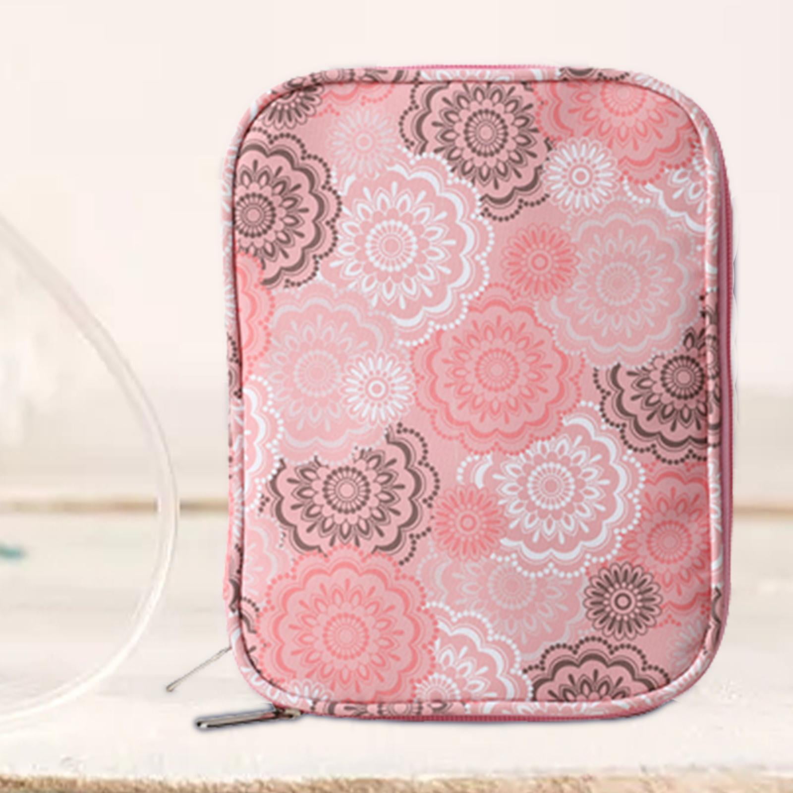 Knitting Storage Bag Crochet Hook Case 600D Oxford Cloth Empty Sewing Bag Portable Pink for Scissors Household Knitting Bag 23x17cm