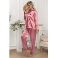 thumbnail image 6 of DAKIMOE Sleepwear Womens Silky Satin Pajamas Set Long Sleeve Nightwear Loungewear, Light Pink, XL, 6 of 8