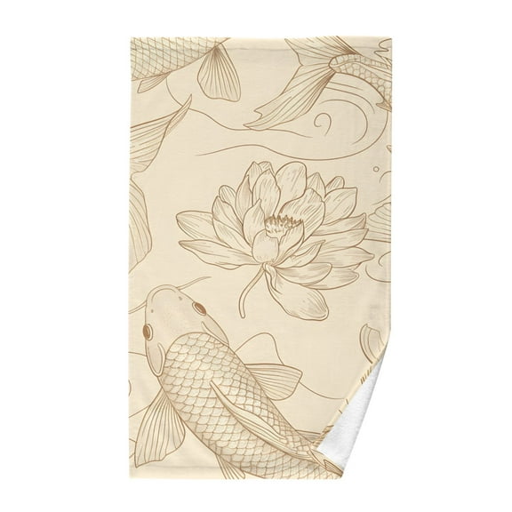 Fish Print Hand Towel Bath Towels Face Towels Cotton Absorbent for Home Hotel Spa Swimming Yoga Sports