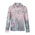thumbnail image 4 of IROINNID Discount Womens Plus Size Tops Lounge Lapel Top Loose Buttoned Long Sleeve Print Blouse,Pink, 4 of 6