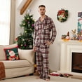 thumbnail image 2 of Vulcanodon Men's Plaid Pajama Set, Soft Long Sleeve Button-Down 2-piece Sleepwear with Lapel Collar & Pockets Cozy Lounge PJs(RED GREEN PLAID-BEIGE, M), 2 of 4