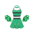 thumbnail image 2 of Xnihocha Girls Classic Cheerleading Team Uniform Mesh Splice Crop Top with Pleated Boxer Skirts Rooter Stage Suit Green 14, 2 of 7