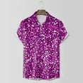 thumbnail image 4 of Telankuip Men's Mardi Gras Sequin Printed Shirts Short Sleeve Lapel Button down Sparkly 70s Disco Outfits Casual Thin Comfy Shiny Wedding Carnival Party Clubwear Tops Hot Pink M, 4 of 5
