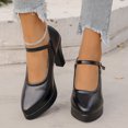thumbnail image 3 of AnuYalue Women's Chunky Low Block Heels Mary Jane Closed Toe Work Pumps Comfortable Round Toe Dress Wedding Shoes, 3 of 9