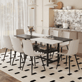 thumbnail image 2 of ExtraLco Dining Table Set for 8, White and Black MDF Table with Storage Shelf and Upholstered Chairs for Dining Room, 2 of 10