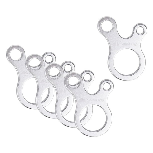 Tensores antideslizantes de aleación de aluminio, accesorios de 3 orificios, gancho de seguridad de línea Guy curvo 5 piezas de plata Zulema Hebilla de ajuste