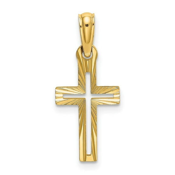 Auriga 10k Yellow Gold D/C Cross Charm for Women L-22 mm