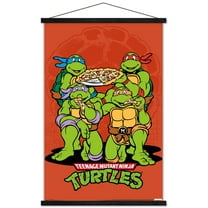 Nickelodeon Teenage Mutant Ninja Turtles - Pizza Wall Poster with Wooden Magnetic Frame, 22.375" x 34"