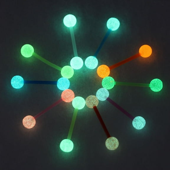 GHRTGR-10pcs 14G Glow in The Dark Flexible Bioplast Tongue Ring Nipple Barbell 6mm Acrylic Balls