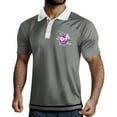 thumbnail image 2 of Yiaimeir Men's Three Button Printed Lapel Short Sleeve T-Shirt Top Streetwear,Size M-3XL, 2 of 4