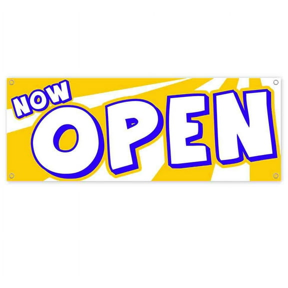 Now Open 13 oz Vinyl Banner With Metal Grommets