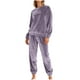 thumbnail image 2 of Conjunto de pijama de terciopelo grueso y cálido para mujer, con cuello redondo, estampado y pantalones de poliéster para invierno., 2 of 5