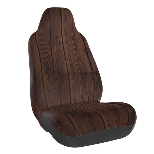 Balery Vintage Wood Funda de Asiento para Auto con Diseño - Cubierta Frontal Suave y Transpirable con Protector Antideslizante- 1 Unidad