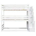 thumbnail image 5 of EUROCO Twin over Twin over Twin Bunk Bed with Storage Staircase, Convertible Bunk with Shelves, White, 5 of 13