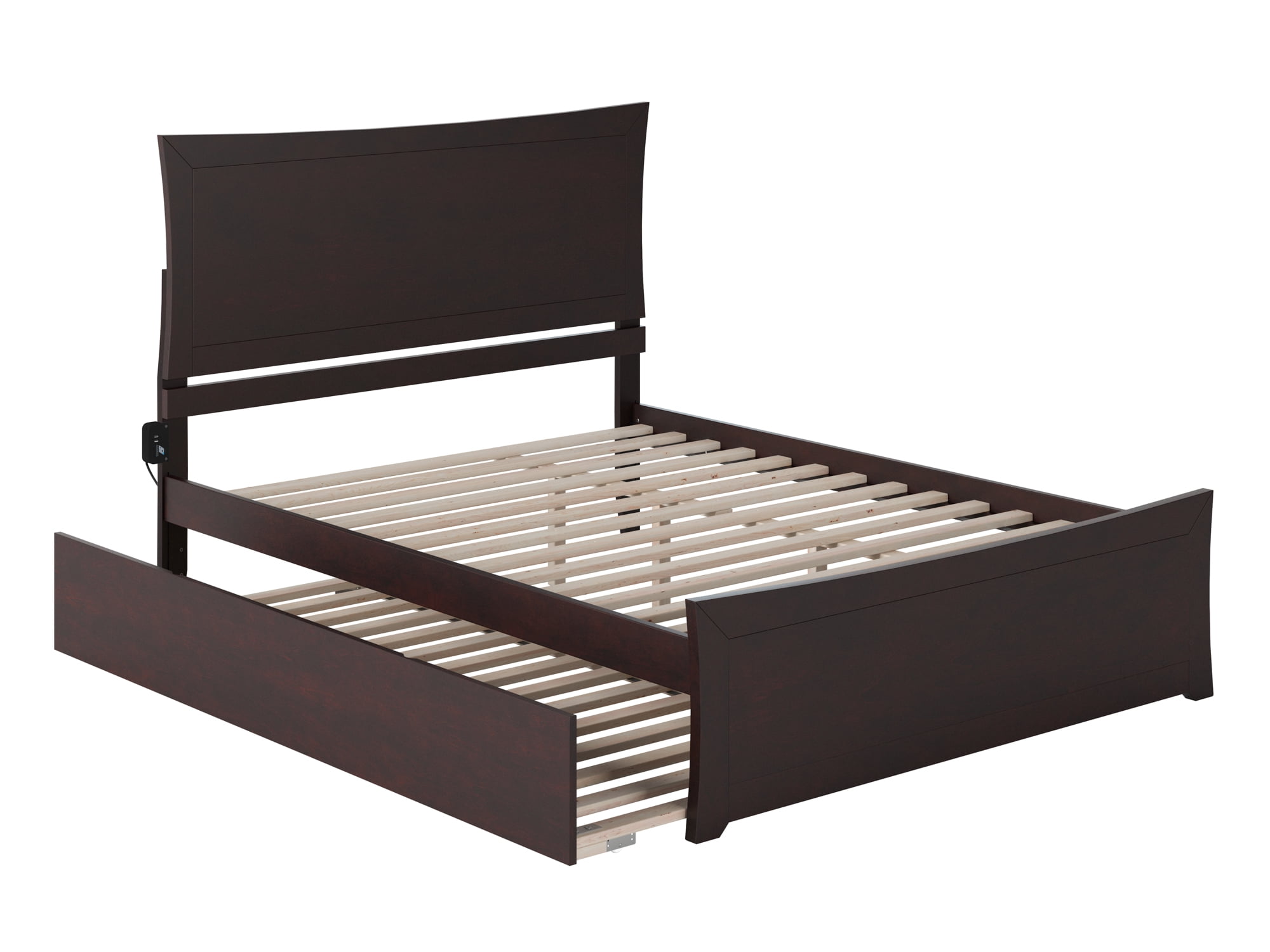 AFI Metro Queen Platform Bed with Wood Headboard Footboard & Twin-XL Trundle, Espresso