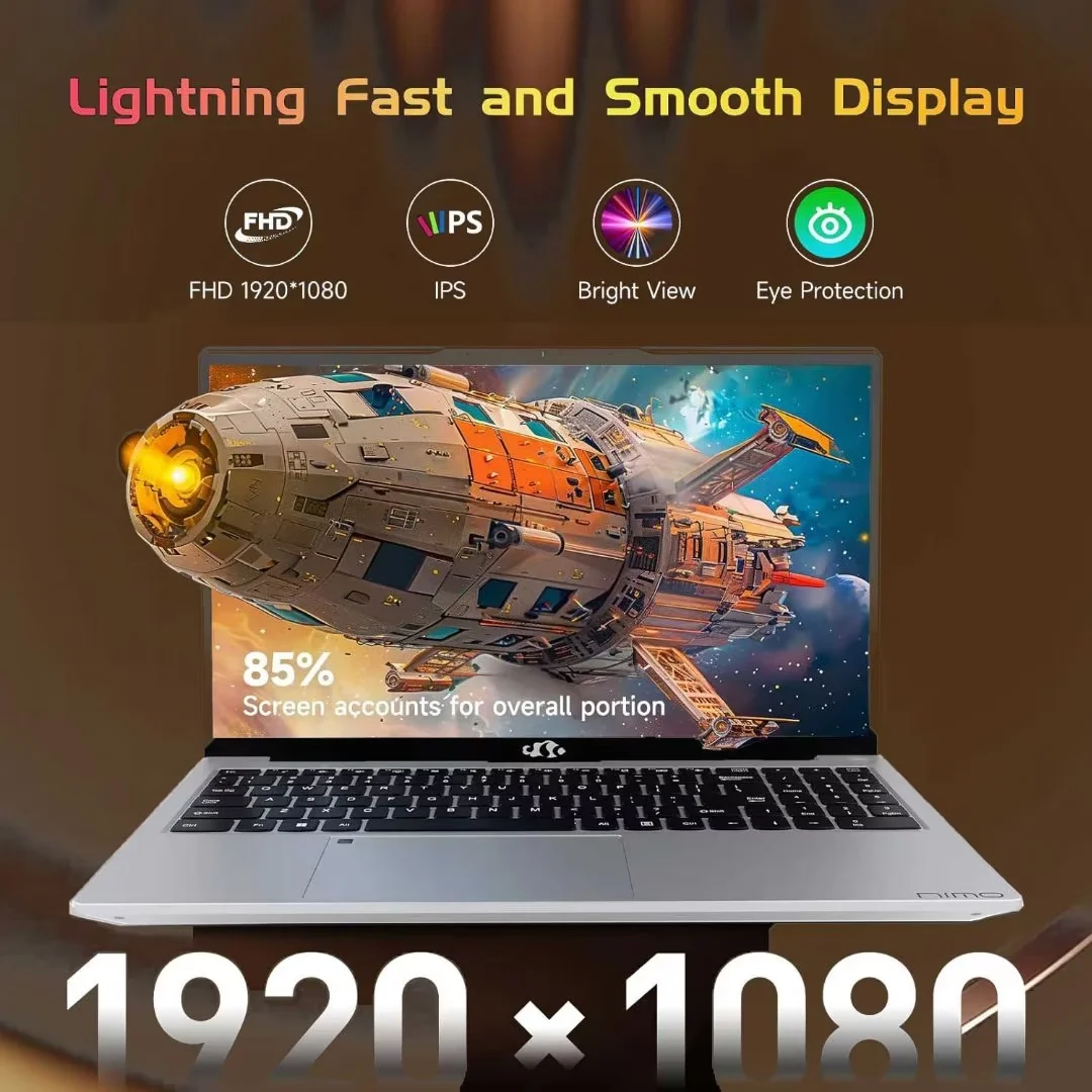 15.6" Laptop Computer, Quad-Core Intel Celeron N100 Processors，Up to 3.4GHz, Laptop Computers with (1920x1080) IPS Display