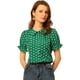thumbnail image 2 of Camisa Vintage Con Botones Y Cuello Peter Pan Con Volantes Y Lunares Para Mujer Verde Oscuro XS, 2 of 2
