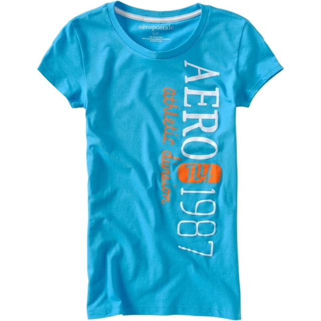 Aeropostale Womens Aero Athletic Division #87 Graphic T-Shirt, Azul, X-Small
