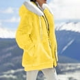 thumbnail image 4 of Sherpa Lined Jacket Women Casual Plus Size Fuzzy Fleece Jackets Zip Up Oversized Long Sleeve Warm Winter Coats With Hood Yellow XL, 4 of 9