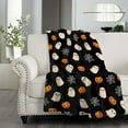 thumbnail image 2 of Halloween Cute Ghost Blanket Pumpkin Spider Web Flannel Throw Blanket for Bed Sofa Travel All Season Pets 40"x30", 2 of 6