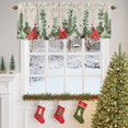 thumbnail image 4 of Christmas Valances for Windows, 54 x 18in, Poinsettia Snowflakes Linen Pine Cone Pine Needle Rod Pocket Kitchen Valance Curtain Light Filtering Window Treatments for Living Room Bedroom, 1 Panel, 4 of 7