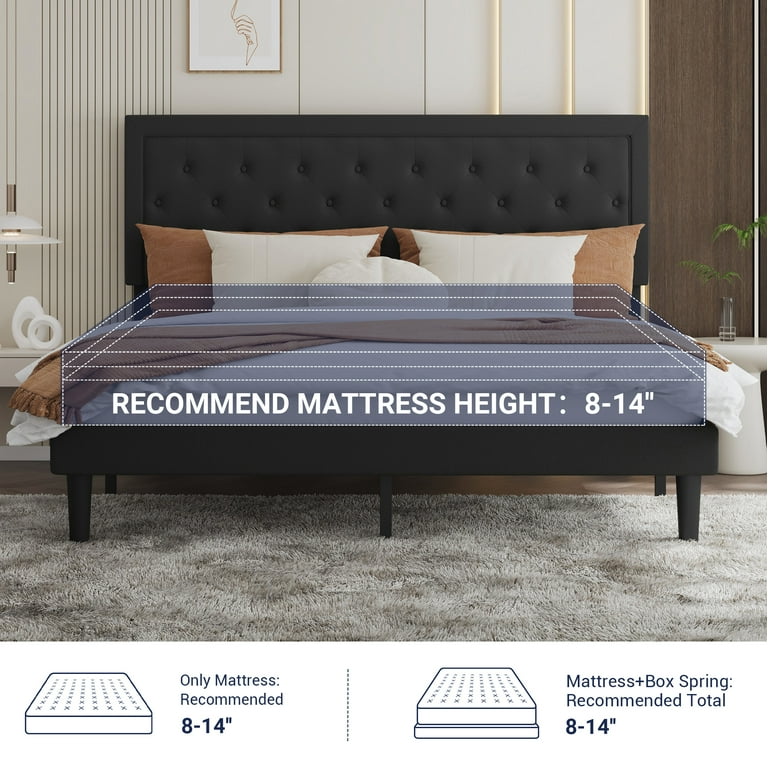 Allewie Upholstered Fabric Full Size Bed Frame with