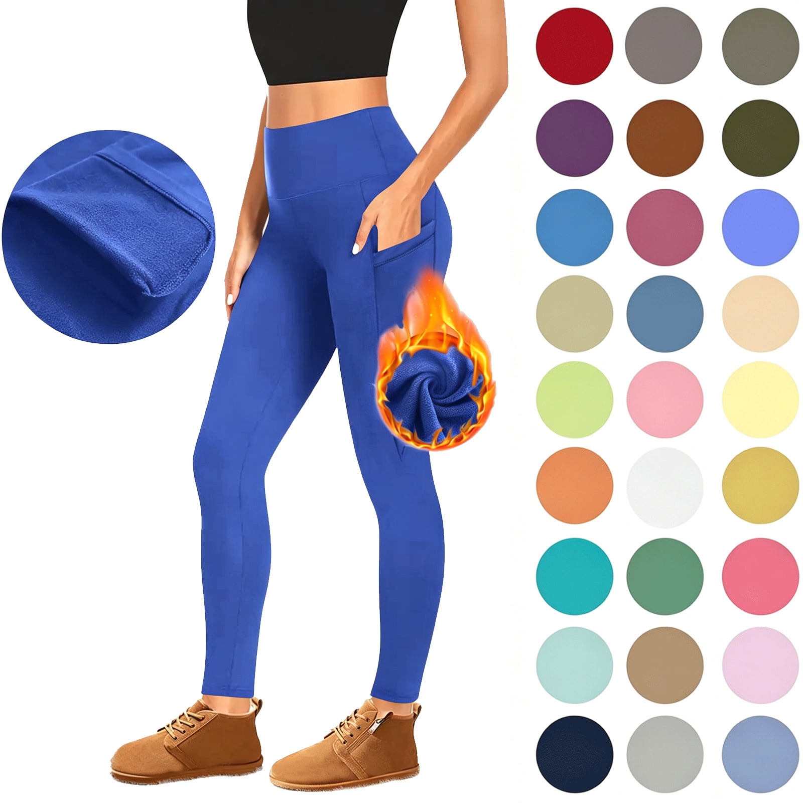 Yotami Fleece Lined Leggings for Women with Pocket, Winter Thermal High Waisted Tummy Control Workout Yoga Pants for Running, Fitness, Sports, Athletic