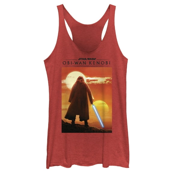 Women's Star Wars: Obi-Wan Kenobi Two Suns and Kenobi on the Horizon Racerback Tank Top Red Heather Small