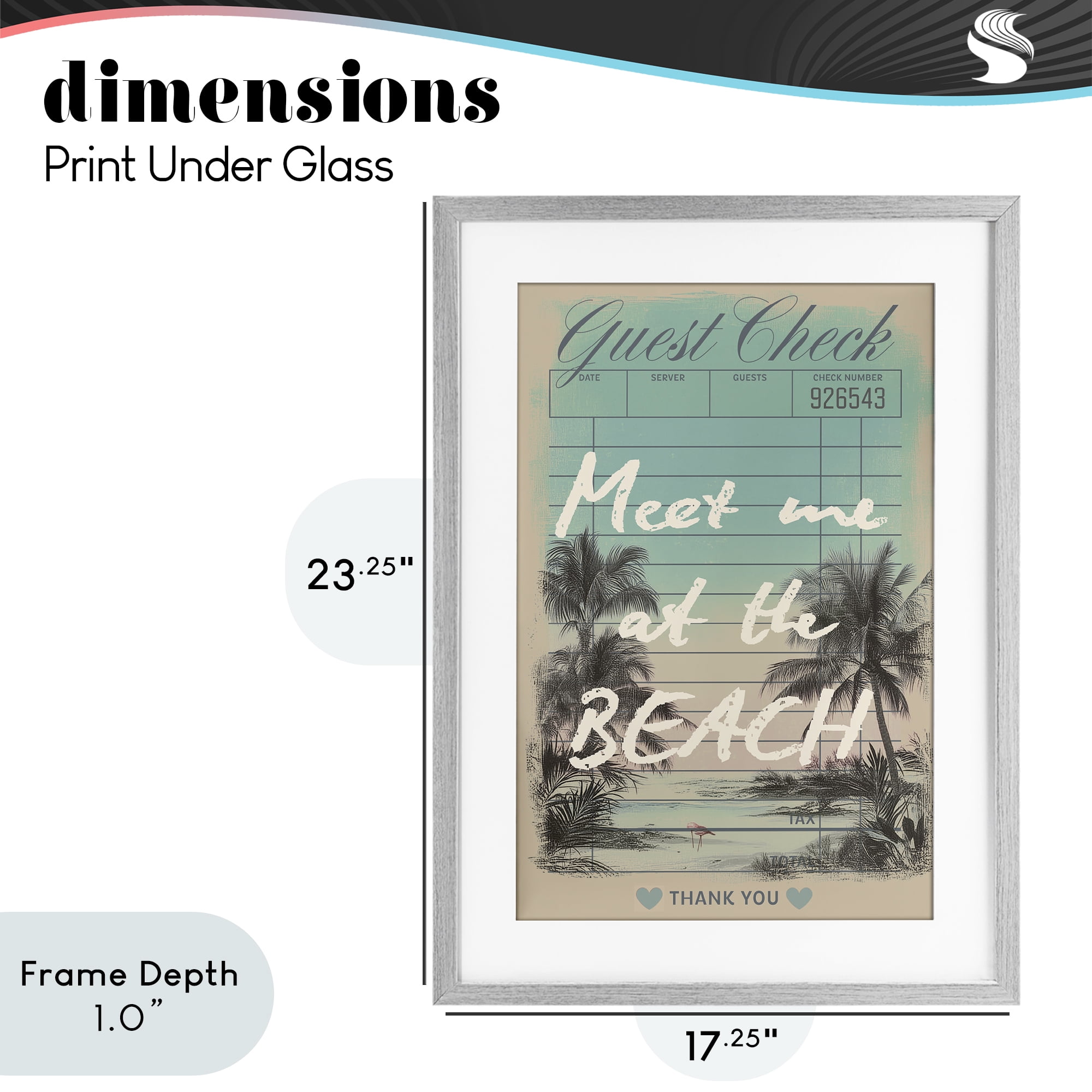 Stupell Industries Meet Me At Beach Check Gray Framed Print Under Glass, design by Annabelle Hall