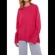 thumbnail image 1 of Suéter de Punto de Larga para Mujer, Jersey de Cuello Redondo, Suéter Informal Holgado. Rosa Roja Talla Única, 1 of 7