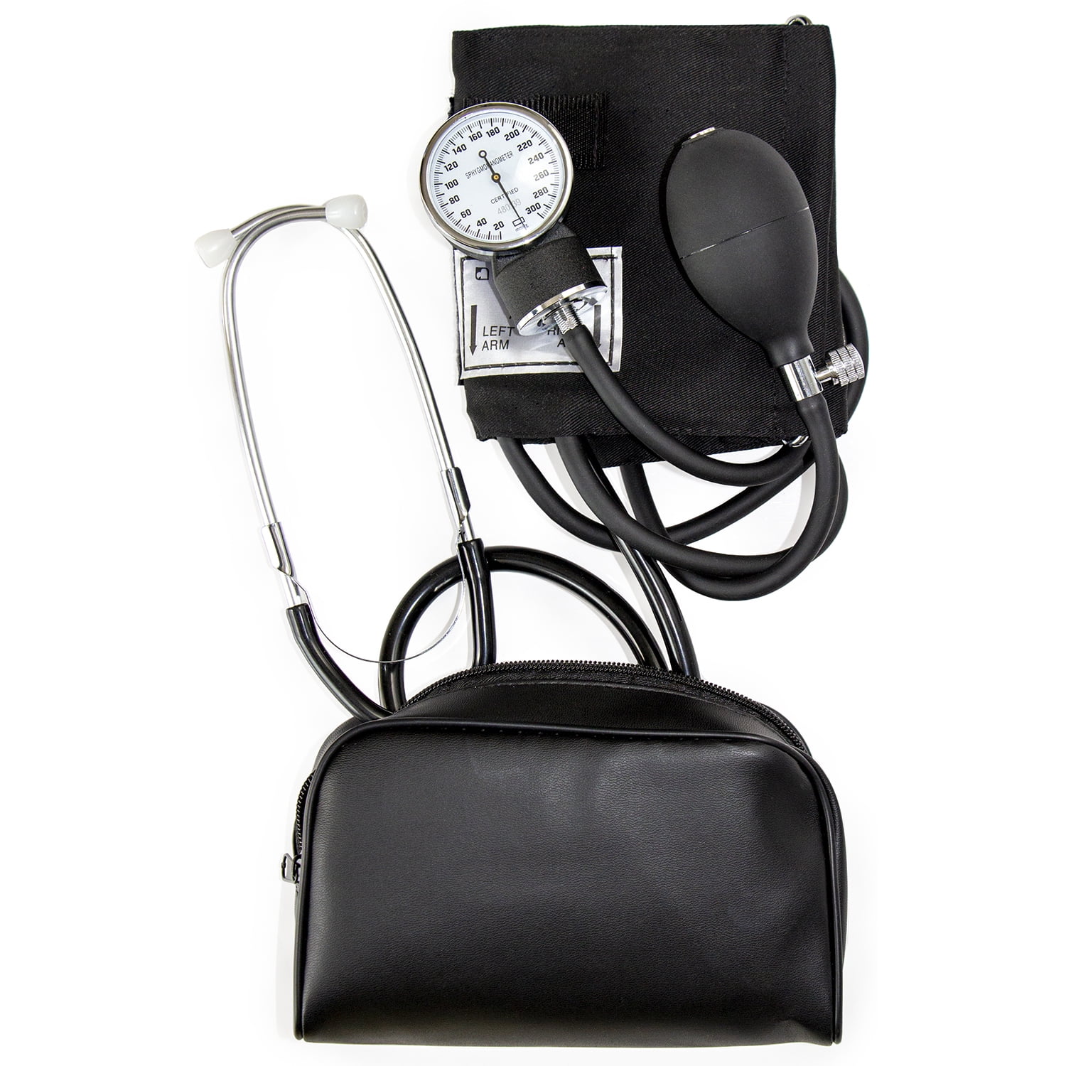 HealthSmart Manual Home Blood Pressure Monitor with Standard Cuff and Stethoscope, Black