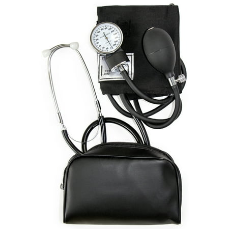 HealthSmart Manual Home Blood Pressure Monitor with Standard Cuff and Stethoscope, Black