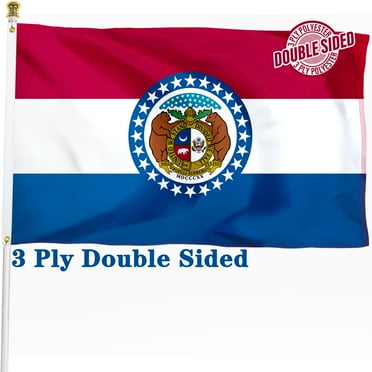 Missouri State Flag 3x5 ft 3 Ply Polyester Double Sided MO Flag with Vibrant Print/4 Rows Hemming/Brass Grommets