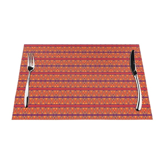 YFYANG Washable Heat-Resistant Placemats, 70% PVC/30% Polyester, Red Line Texture Kitchen Table Mat, 12" x 18" 4 Piece