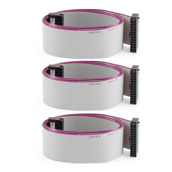 2.54mm Pitch 24 Pins 24 Wires F/F IDC Connector Flat Ribbon Cable 1 Meter 3pcs