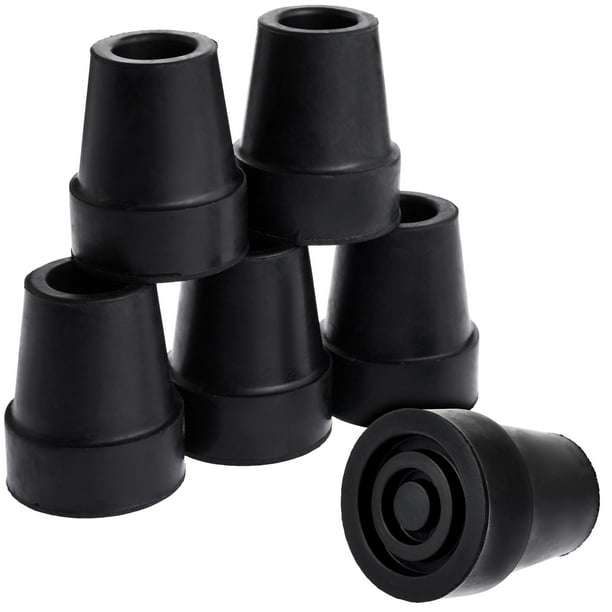 6 Pack Replacement Rubber Cane Tips for Canes, Walking Sticks 