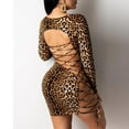 thumbnail image 4 of Ichuanyi Woman Dress Women Sexy Leopard Print Club Night Backless Lace-Up Bodycons Long Sleeve Dress, 4 of 7