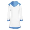 thumbnail image 4 of Women's Hooded Sweatshirt Dress, Denim Patchwork Hoodie Dress Long Sleeve Midi with Pockets, Cozy Casual Fall Winter Outfit for Daily Wear White S, 4 of 9