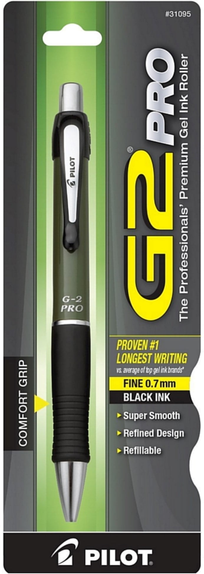 Pilot G2 Pro Retractable Gel Ink Rolling Fine Point Ball Pen, Colors May Vary, Black Ink 1 ea (Pack of 6)