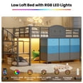 thumbnail image 3 of AOGLLATI Twin Size Low Loft Bed with 9 Storage Drawers and Under-Bed Hideaway, Metal Loft Bed with Storage Shelf and LED Lights Grey, 3 of 13